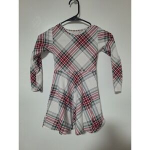 The Children's Place Girls Size 5/6 Red Green Plaid Long Sleeve Twirl Dress